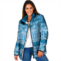 Hawaiian Hibiscus Honu Padded Jacket Blue Mele Kalikimaka Palaka Spirit - Polynesian Pride