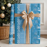 Hawaiian Hibiscus Honu Wrapping Paper Blue Mele Kalikimaka Palaka Spirit - Polynesian Pride