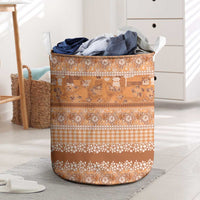 Hawaiian Hibiscus Honu Laundry Basket Gold Mele Kalikimaka Palaka Spirit - Polynesian Pride