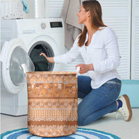 Hawaiian Hibiscus Honu Laundry Basket Gold Mele Kalikimaka Palaka Spirit - Polynesian Pride