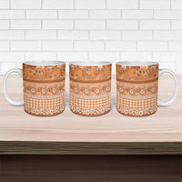 Hawaiian Hibiscus Honu Ceramic Mug Gold Mele Kalikimaka Palaka Spirit - Polynesian Pride