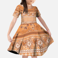Hawaiian Hibiscus Honu Family Matching Long Sleeve Bodycon Dress and Hawaiian Shirt Gold Mele Kalikimaka Palaka Spirit LT9 Daughter's Dress Gold - Polynesian Pride