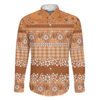 Hawaiian Hibiscus Honu Family Matching Mermaid Dress and Hawaiian Shirt Gold Mele Kalikimaka Palaka Spirit LT9 Dad's Shirt - Long Sleeve Gold - Polynesian Pride