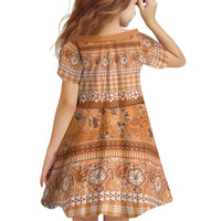 Hawaiian Hibiscus Honu Family Matching Off The Shoulder Long Sleeve Dress and Hawaiian Shirt Gold Mele Kalikimaka Palaka Spirit LT9 - Polynesian Pride