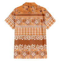 Hawaiian Hibiscus Honu Family Matching Off The Shoulder Long Sleeve Dress and Hawaiian Shirt Gold Mele Kalikimaka Palaka Spirit LT9 - Polynesian Pride