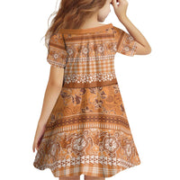 Hawaiian Hibiscus Honu Family Matching Off Shoulder Short Dress and Hawaiian Shirt Gold Mele Kalikimaka Palaka Spirit LT9 - Polynesian Pride
