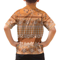 Hawaiian Hibiscus Honu Family Matching Short Sleeve Bodycon Dress and Hawaiian Shirt Gold Mele Kalikimaka Palaka Spirit LT9 - Polynesian Pride