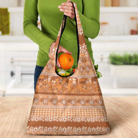 Hawaiian Hibiscus Honu Grocery Bag Gold Mele Kalikimaka Palaka Spirit - Polynesian Pride