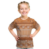 Hawaiian Hibiscus Honu Kid T Shirt Gold Mele Kalikimaka Palaka Spirit - Polynesian Pride