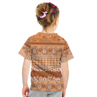 Hawaiian Hibiscus Honu Kid T Shirt Gold Mele Kalikimaka Palaka Spirit - Polynesian Pride