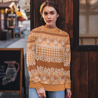 Hawaiian Hibiscus Honu Ugly Christmas Sweater Gold Mele Kalikimaka Palaka Spirit - Polynesian Pride