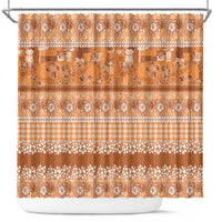 Hawaiian Hibiscus Honu Shower Curtain Gold Mele Kalikimaka Palaka Spirit - Polynesian Pride