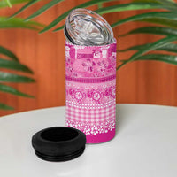 Hawaiian Hibiscus Honu 4 in 1 Can Cooler Tumbler Pink Mele Kalikimaka Palaka Spirit - Polynesian Pride