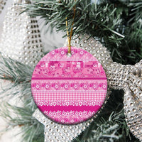 Hawaiian Hibiscus Honu Ceramic Ornament Pink Mele Kalikimaka Palaka Spirit - Polynesian Pride
