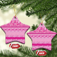 Hawaiian Hibiscus Honu Ceramic Ornament Pink Mele Kalikimaka Palaka Spirit - Polynesian Pride