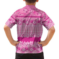 Hawaiian Hibiscus Honu Family Matching Off The Shoulder Long Sleeve Dress and Hawaiian Shirt Pink Mele Kalikimaka Palaka Spirit LT9 - Polynesian Pride