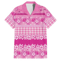 Hawaiian Hibiscus Honu Family Matching Off The Shoulder Long Sleeve Dress and Hawaiian Shirt Pink Mele Kalikimaka Palaka Spirit LT9 Dad's Shirt - Short Sleeve Pink - Polynesian Pride