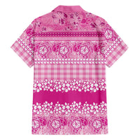 Hawaiian Hibiscus Honu Family Matching Off Shoulder Maxi Dress and Hawaiian Shirt Pink Mele Kalikimaka Palaka Spirit LT9 - Polynesian Pride