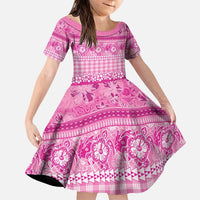 Hawaiian Hibiscus Honu Family Matching Puletasi and Hawaiian Shirt Pink Mele Kalikimaka Palaka Spirit LT9 Daughter's Dress Pink - Polynesian Pride