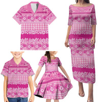 Hawaiian Hibiscus Honu Family Matching Puletasi and Hawaiian Shirt Pink Mele Kalikimaka Palaka Spirit LT9 - Polynesian Pride