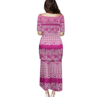 Hawaiian Hibiscus Honu Family Matching Puletasi and Hawaiian Shirt Pink Mele Kalikimaka Palaka Spirit LT9 - Polynesian Pride
