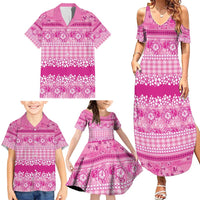 Hawaiian Hibiscus Honu Family Matching Summer Maxi Dress and Hawaiian Shirt Pink Mele Kalikimaka Palaka Spirit LT9 - Polynesian Pride