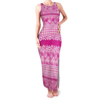 Hawaiian Hibiscus Honu Family Matching Tank Maxi Dress and Hawaiian Shirt Pink Mele Kalikimaka Palaka Spirit LT9 Pink - Polynesian Pride