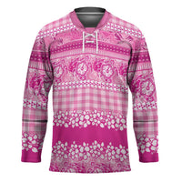 Hawaiian Hibiscus Honu Hockey Jersey Pink Mele Kalikimaka Palaka Spirit - Polynesian Pride