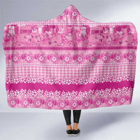 Hawaiian Hibiscus Honu Hooded Blanket Pink Mele Kalikimaka Palaka Spirit - Polynesian Pride