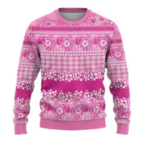 Hawaiian Hibiscus Honu Ugly Christmas Sweater Pink Mele Kalikimaka Palaka Spirit - Polynesian Pride