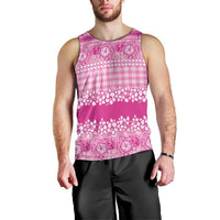 Hawaiian Hibiscus Honu Men Tank Top Pink Mele Kalikimaka Palaka Spirit - Polynesian Pride