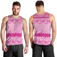 Hawaiian Hibiscus Honu Men Tank Top Pink Mele Kalikimaka Palaka Spirit - Polynesian Pride