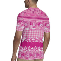 Hawaiian Hibiscus Honu Rugby Jersey Pink Mele Kalikimaka Palaka Spirit - Polynesian Pride