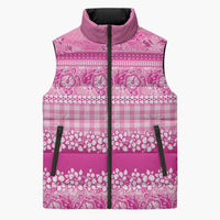 Hawaiian Hibiscus Honu Sleeveless Puffer Jacket Pink Mele Kalikimaka Palaka Spirit - Polynesian Pride