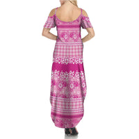 Hawaiian Hibiscus Honu Summer Maxi Dress Pink Mele Kalikimaka Palaka Spirit - Polynesian Pride