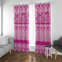 Hawaiian Hibiscus Honu Window Curtain Pink Mele Kalikimaka Palaka Spirit - Polynesian Pride