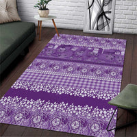 Hawaiian Hibiscus Honu Area Rug Purple Mele Kalikimaka Palaka Spirit - Polynesian Pride