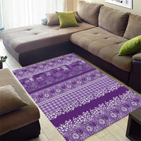 Hawaiian Hibiscus Honu Area Rug Purple Mele Kalikimaka Palaka Spirit - Polynesian Pride