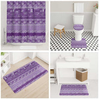 Hawaiian Hibiscus Honu Bathroom Set Purple Mele Kalikimaka Palaka Spirit - Polynesian Pride