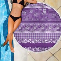 Hawaiian Hibiscus Honu Beach Blanket Purple Mele Kalikimaka Palaka Spirit - Polynesian Pride