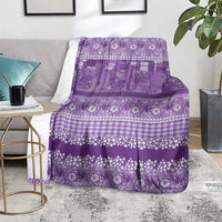Hawaiian Hibiscus Honu Blanket Purple Mele Kalikimaka Palaka Spirit - Polynesian Pride