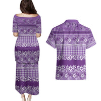 Hawaiian Hibiscus Honu Couples Matching Puletasi and Hawaiian Shirt Purple Mele Kalikimaka Palaka Spirit LT9 - Polynesian Pride