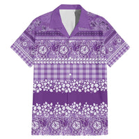 Hawaiian Hibiscus Honu Family Matching Mermaid Dress and Hawaiian Shirt Purple Mele Kalikimaka Palaka Spirit LT9 Dad's Shirt - Short Sleeve Purple - Polynesian Pride