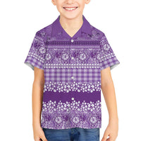 Hawaiian Hibiscus Honu Family Matching Mermaid Dress and Hawaiian Shirt Purple Mele Kalikimaka Palaka Spirit LT9 - Polynesian Pride