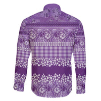 Hawaiian Hibiscus Honu Family Matching Off The Shoulder Long Sleeve Dress and Hawaiian Shirt Purple Mele Kalikimaka Palaka Spirit LT9 - Polynesian Pride