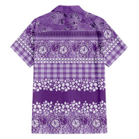 Hawaiian Hibiscus Honu Family Matching Off Shoulder Short Dress and Hawaiian Shirt Purple Mele Kalikimaka Palaka Spirit LT9 - Polynesian Pride