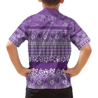 Hawaiian Hibiscus Honu Family Matching Short Sleeve Bodycon Dress and Hawaiian Shirt Purple Mele Kalikimaka Palaka Spirit LT9 - Polynesian Pride