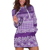 Hawaiian Hibiscus Honu Hoodie Dress Purple Mele Kalikimaka Palaka Spirit - Polynesian Pride