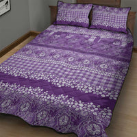 Hawaiian Hibiscus Honu Quilt Bed Set Purple Mele Kalikimaka Palaka Spirit - Polynesian Pride