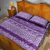 Hawaiian Hibiscus Honu Quilt Bed Set Purple Mele Kalikimaka Palaka Spirit - Polynesian Pride